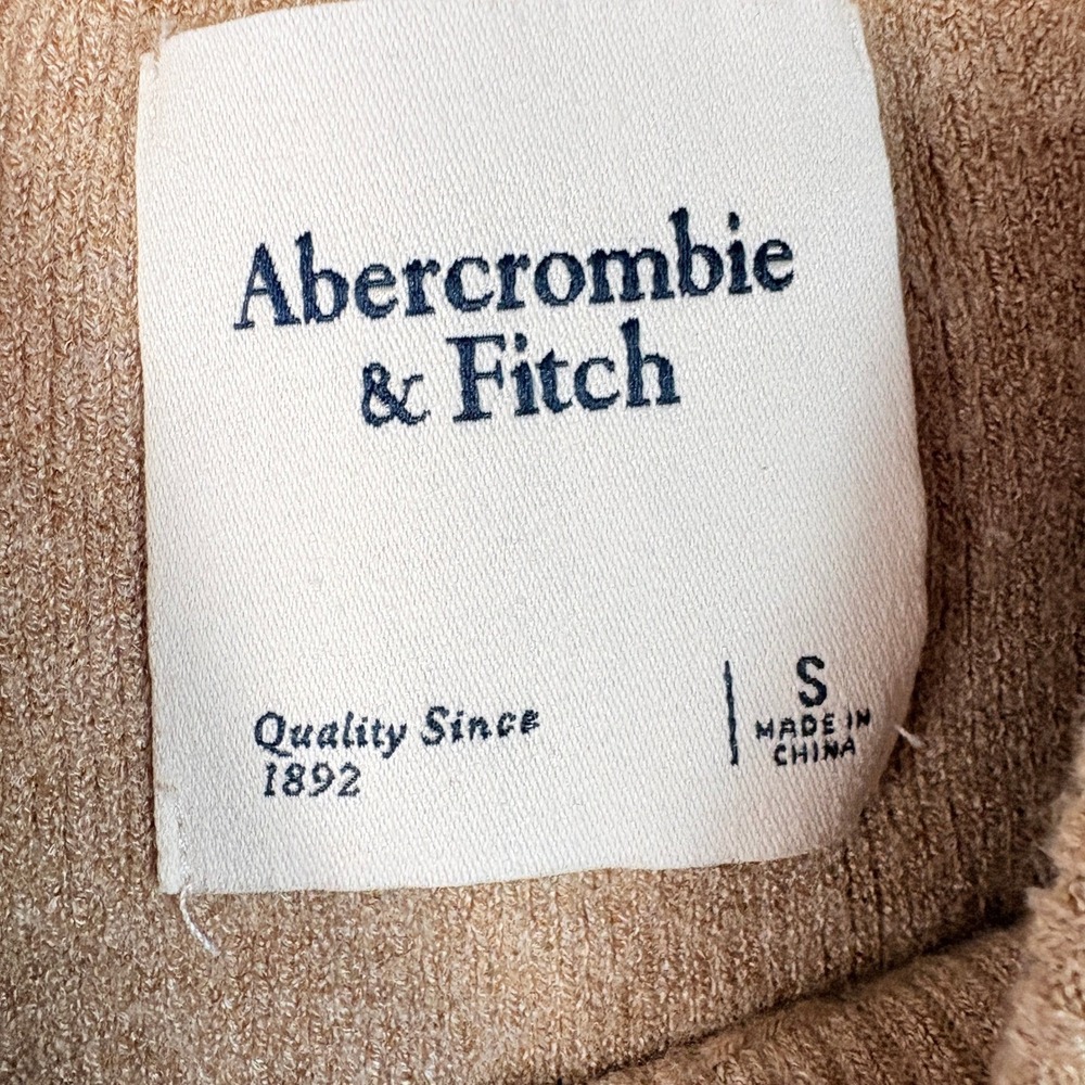 Abercrombie & Fitch Sweater Women Sz Small Tan Mock Neck Long Sleeve Camel Knit - Picture 2 of 10